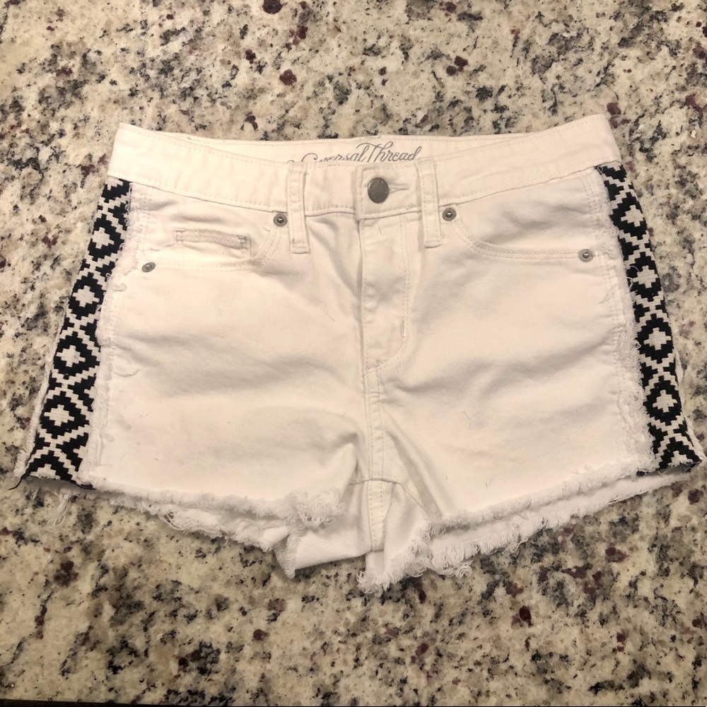White/Black Mid Waist Shorts